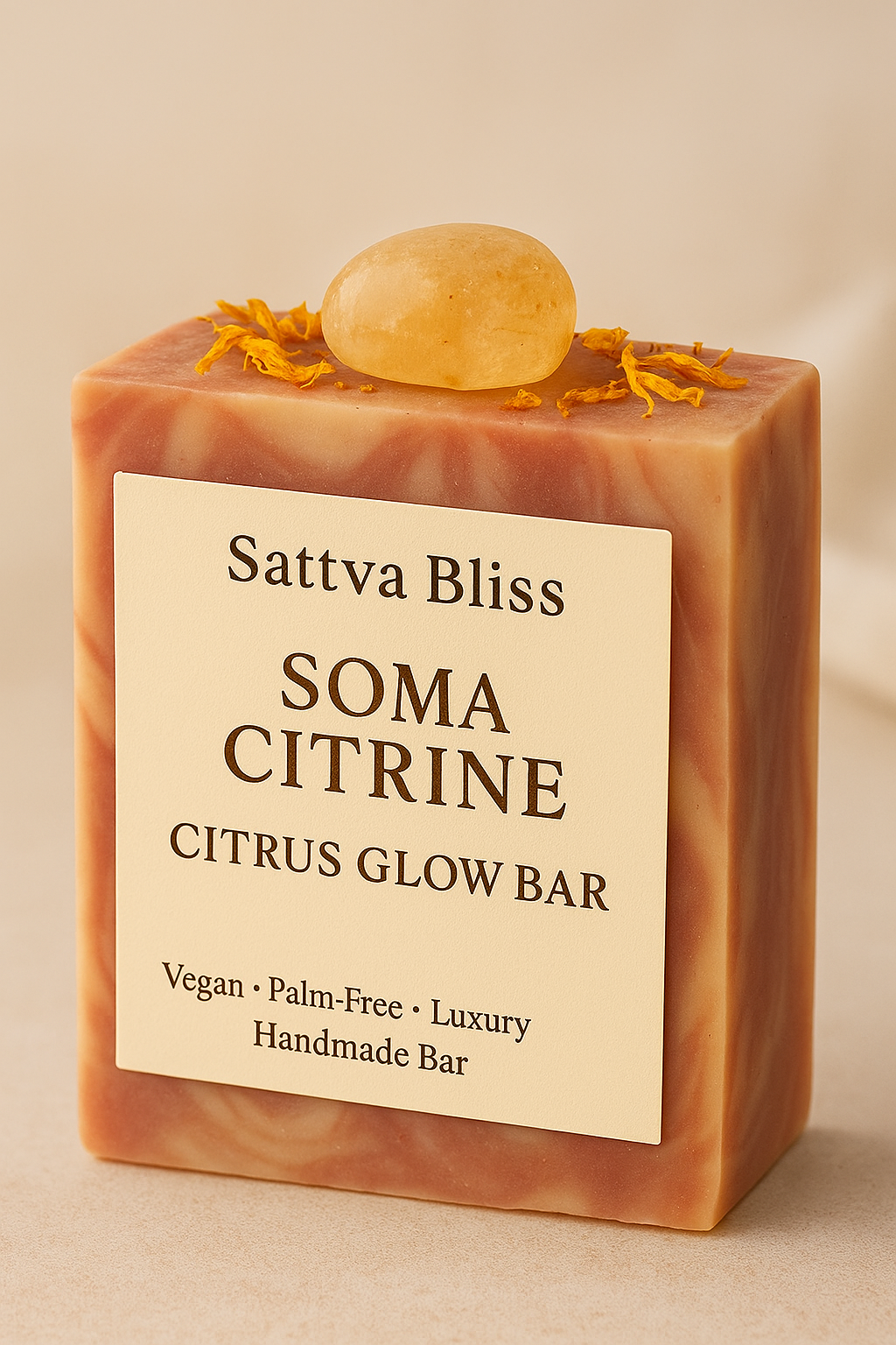 Soma Citrine – Citrus Glow Bar | Brightening & Uplifting Long Cured Cold Process Soap 100g
