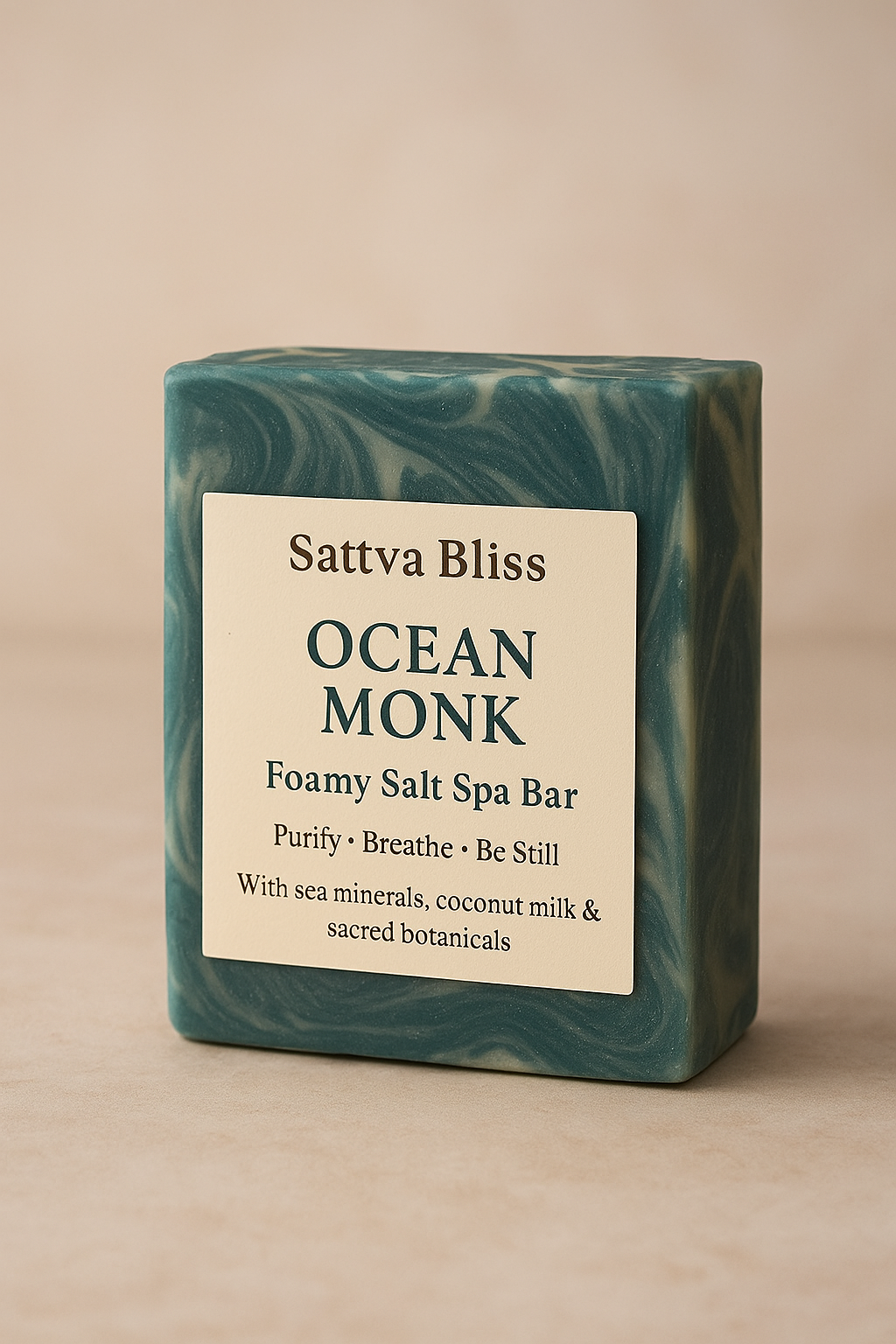 Ocean Monk – Foamy Salt Spa Bar with Sea Minerals & Coconut Milk by Sattva Bliss – Handcrafted Natural Luxury